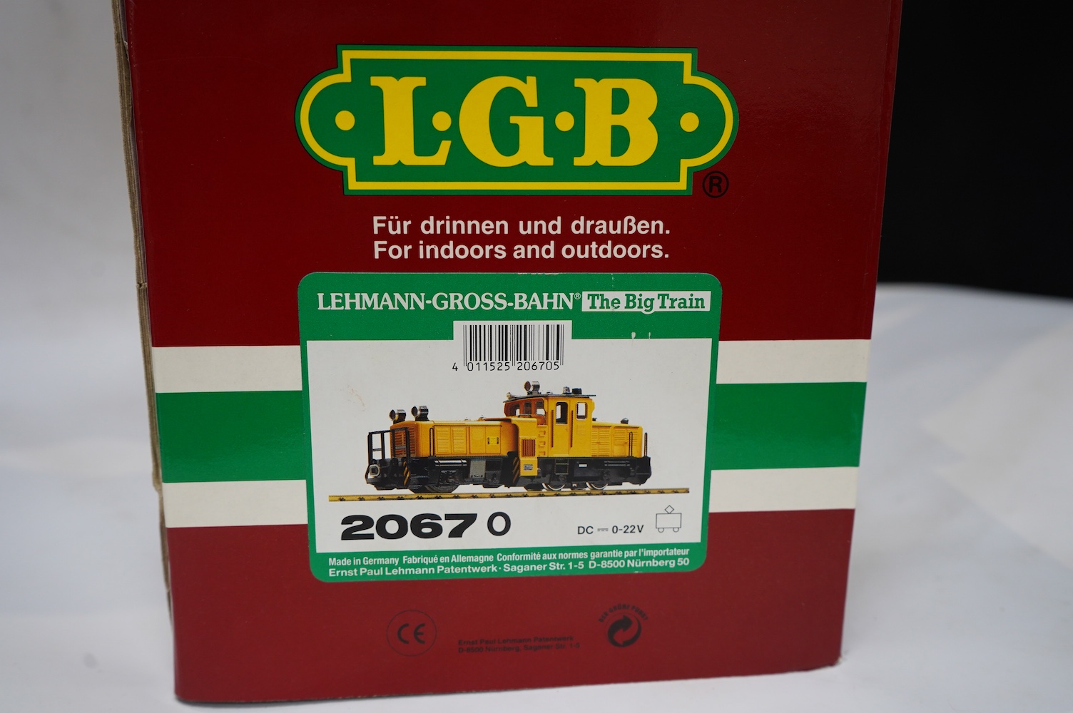 A boxed Lehman LGB (2067) G scale railway Schoema diesel rail cleaning locomotive, 2067, in yellow livery. Condition - good, some evidence of running wear.